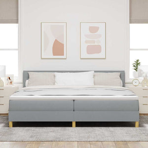 vidaXL LED Box Spring Bed with Headboard Light Gray 200 x 200 cm Fabric