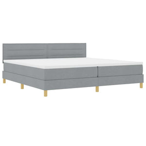 vidaXL LED Box Spring Bed with Headboard Light Gray 200 x 200 cm Fabric