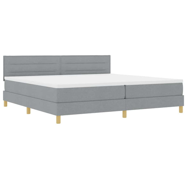 vidaXL LED Box Spring Bed with Headboard Light Gray 200 x 200 cm Fabric
