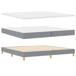 vidaXL LED Box Spring Bed with Headboard Light Gray 200 x 200 cm Fabric