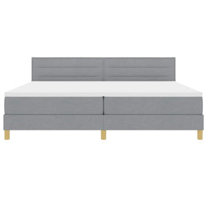 vidaXL LED Box Spring Bed with Headboard Light Gray 200 x 200 cm Fabric