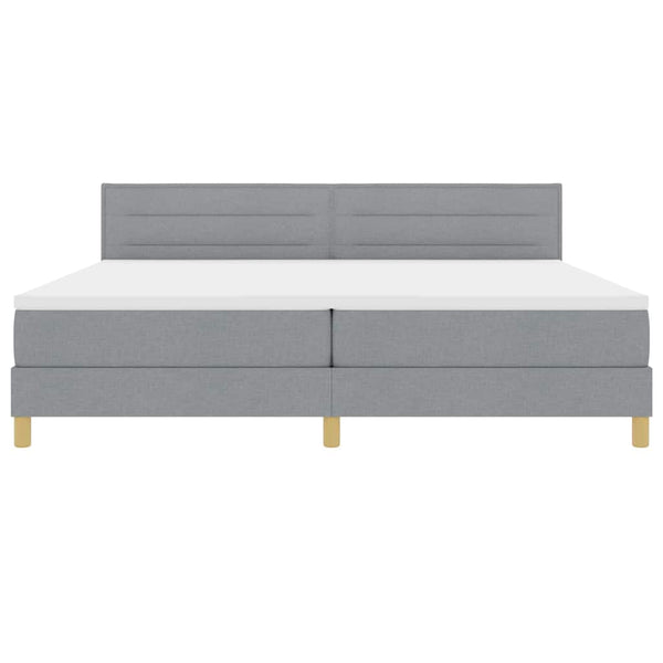 vidaXL LED Box Spring Bed with Headboard Light Gray 200 x 200 cm Fabric