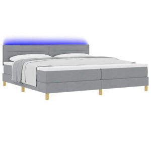 vidaXL LED Box Spring Bed with Headboard Light Gray 200 x 200 cm Fabric
