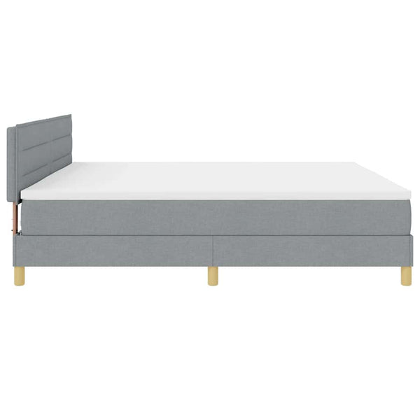 vidaXL LED Box Spring Bed with Headboard Light Gray 200 x 200 cm Fabric