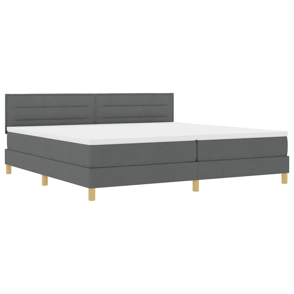 vidaXL LED Box Spring Bed with Headboard Dark Gray 200 x 200 cm Fabric