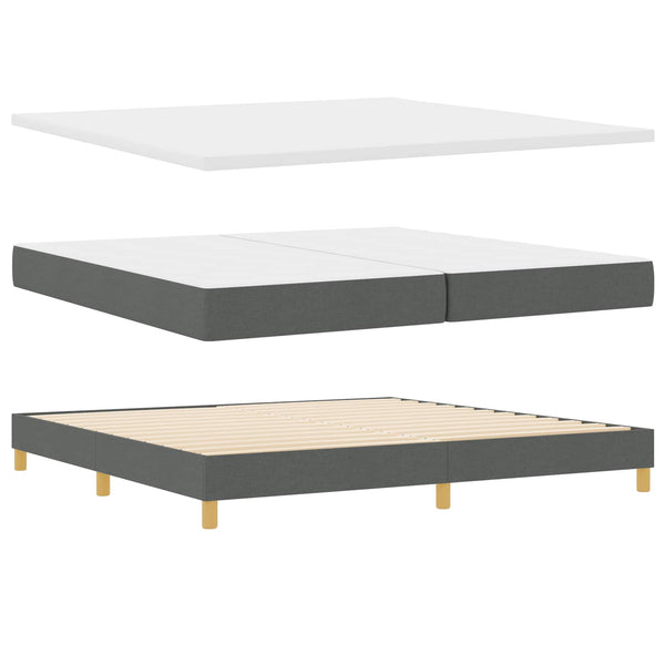 vidaXL LED Box Spring Bed with Headboard Dark Gray 200 x 200 cm Fabric