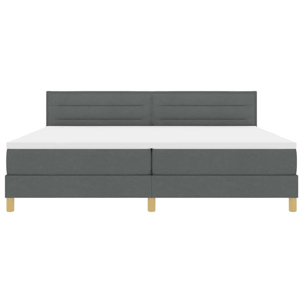 vidaXL LED Box Spring Bed with Headboard Dark Gray 200 x 200 cm Fabric