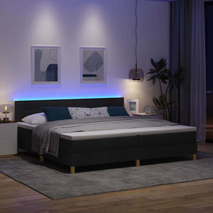 vidaXL LED Box Spring Bed with Headboard Black 200 x 200 cm Fabric
