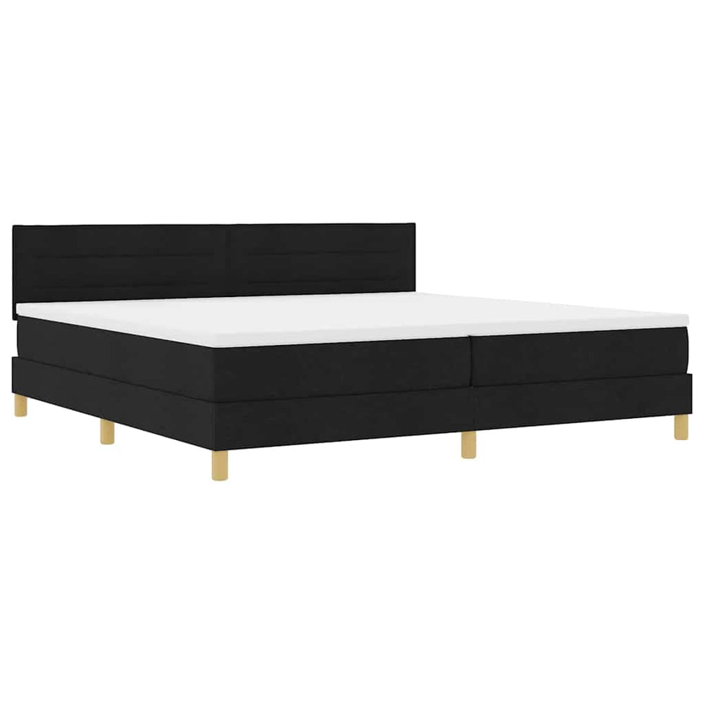 vidaXL LED Box Spring Bed with Headboard Black 200 x 200 cm Fabric
