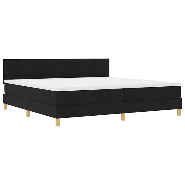 vidaXL LED Box Spring Bed with Headboard Black 200 x 200 cm Fabric