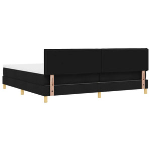 vidaXL LED Box Spring Bed with Headboard Black 200 x 200 cm Fabric