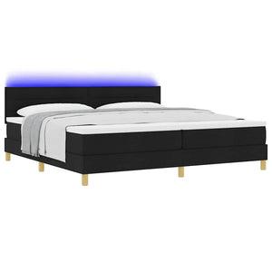 vidaXL LED Box Spring Bed with Headboard Black 200 x 200 cm Fabric
