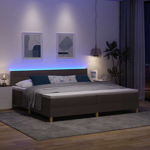 vidaXL LED Box Spring Bed with Headboard Dark Brown 200 x 200 cm Fabric
