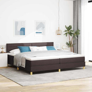 vidaXL LED Box Spring Bed with Headboard Dark Brown 200 x 200 cm Fabric