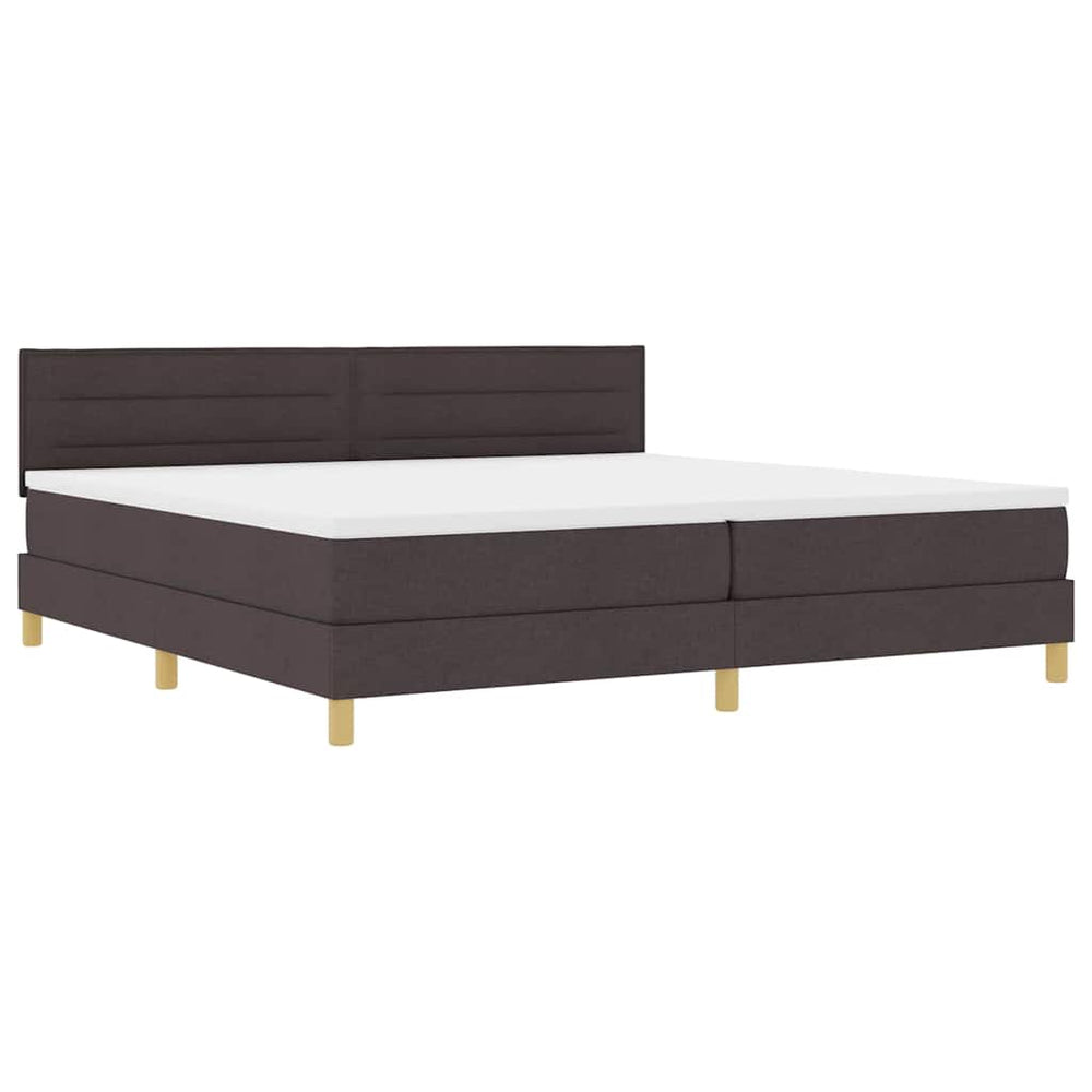 vidaXL LED Box Spring Bed with Headboard Dark Brown 200 x 200 cm Fabric