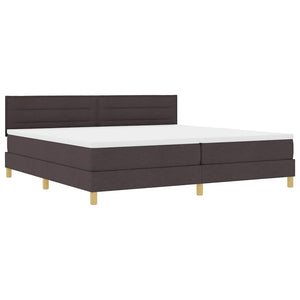 vidaXL LED Box Spring Bed with Headboard Dark Brown 200 x 200 cm Fabric