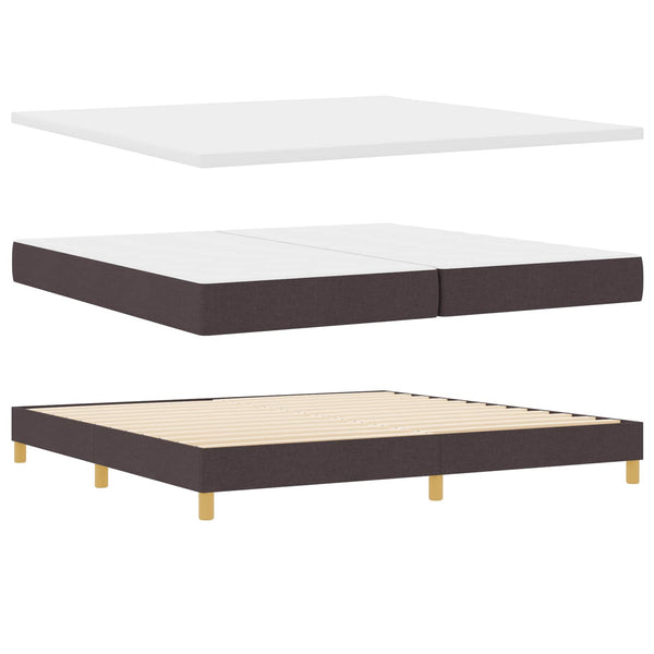 vidaXL LED Box Spring Bed with Headboard Dark Brown 200 x 200 cm Fabric