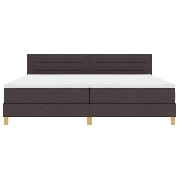 vidaXL LED Box Spring Bed with Headboard Dark Brown 200 x 200 cm Fabric