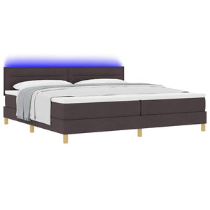 vidaXL LED Box Spring Bed with Headboard Dark Brown 200 x 200 cm Fabric