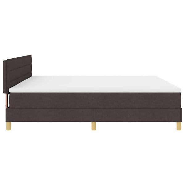 vidaXL LED Box Spring Bed with Headboard Dark Brown 200 x 200 cm Fabric