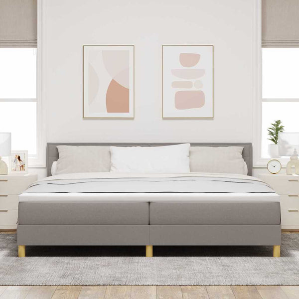 vidaXL LED Box Spring Bed with LED Light Strips Taupe 200 x 200 cm Fabric