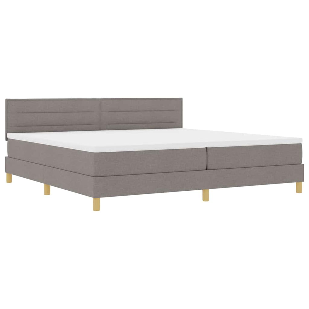vidaXL LED Box Spring Bed with LED Light Strips Taupe 200 x 200 cm Fabric