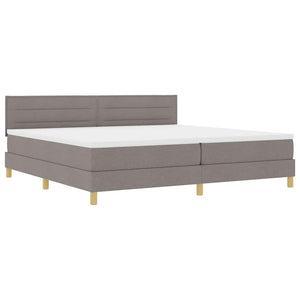 vidaXL LED Box Spring Bed with LED Light Strips Taupe 200 x 200 cm Fabric