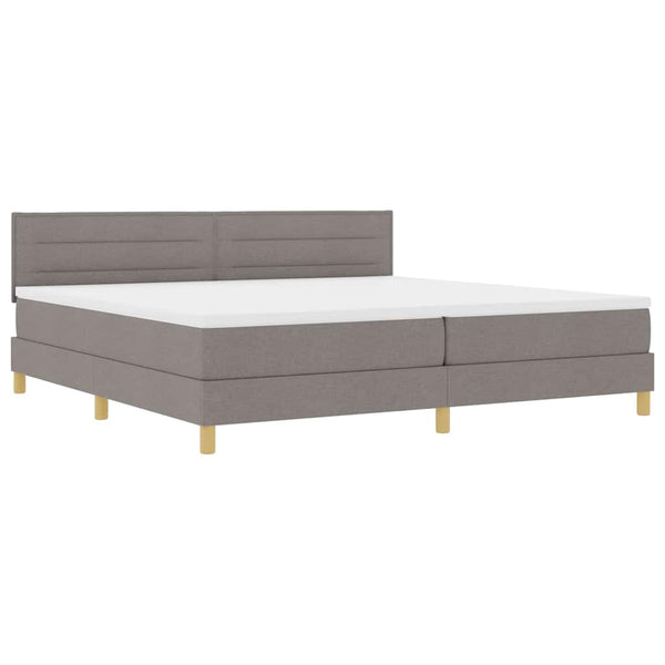 vidaXL LED Box Spring Bed with LED Light Strips Taupe 200 x 200 cm Fabric