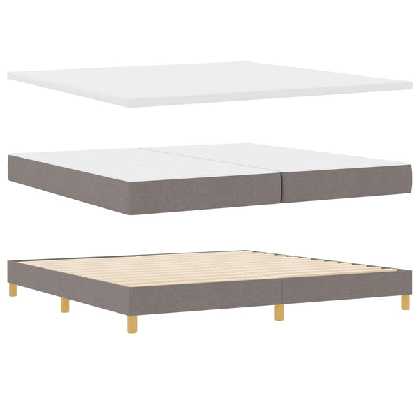 vidaXL LED Box Spring Bed with LED Light Strips Taupe 200 x 200 cm Fabric