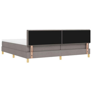 vidaXL LED Box Spring Bed with LED Light Strips Taupe 200 x 200 cm Fabric