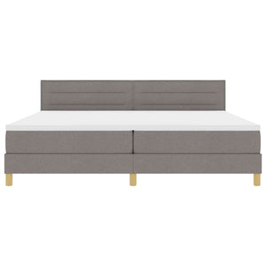 vidaXL LED Box Spring Bed with LED Light Strips Taupe 200 x 200 cm Fabric