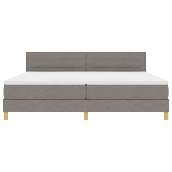 vidaXL LED Box Spring Bed with LED Light Strips Taupe 200 x 200 cm Fabric