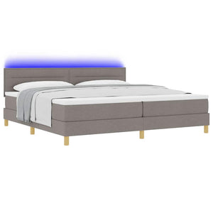 vidaXL LED Box Spring Bed with LED Light Strips Taupe 200 x 200 cm Fabric
