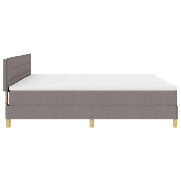 vidaXL LED Box Spring Bed with LED Light Strips Taupe 200 x 200 cm Fabric