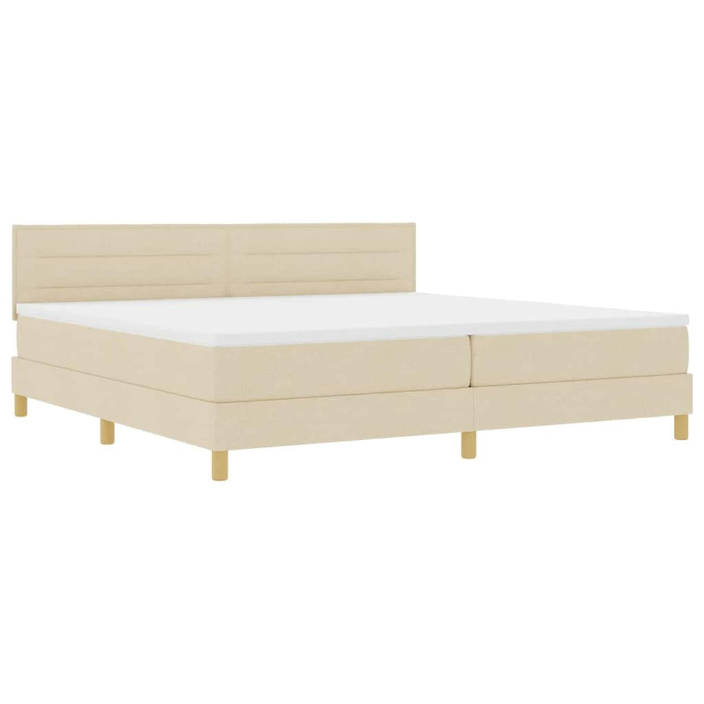 vidaXL LED Box Spring Bed with LED Strips Cream 200 x 200 cm Fabric