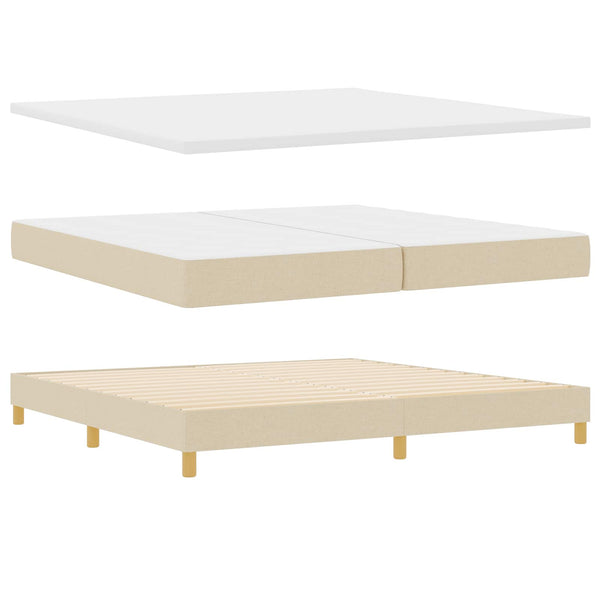 vidaXL LED Box Spring Bed with LED Strips Cream 200 x 200 cm Fabric