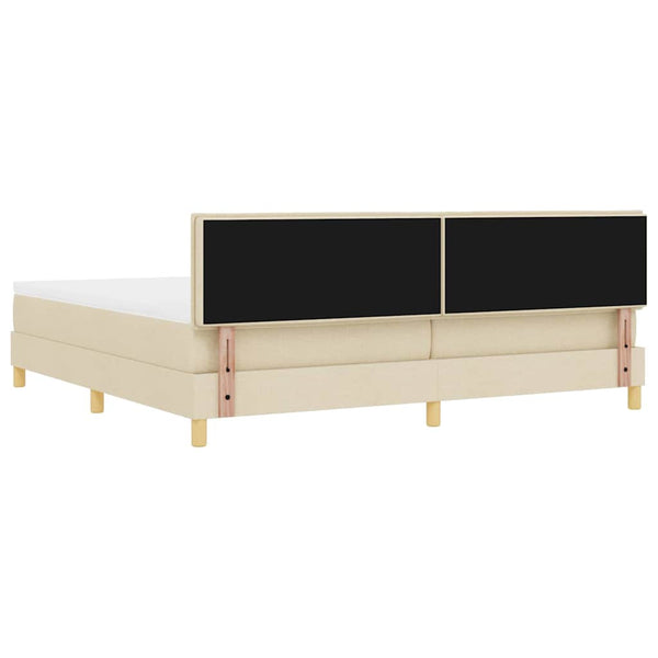 vidaXL LED Box Spring Bed with LED Strips Cream 200 x 200 cm Fabric