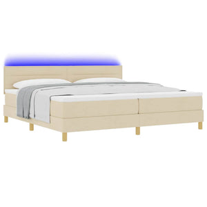vidaXL LED Box Spring Bed with LED Strips Cream 200 x 200 cm Fabric