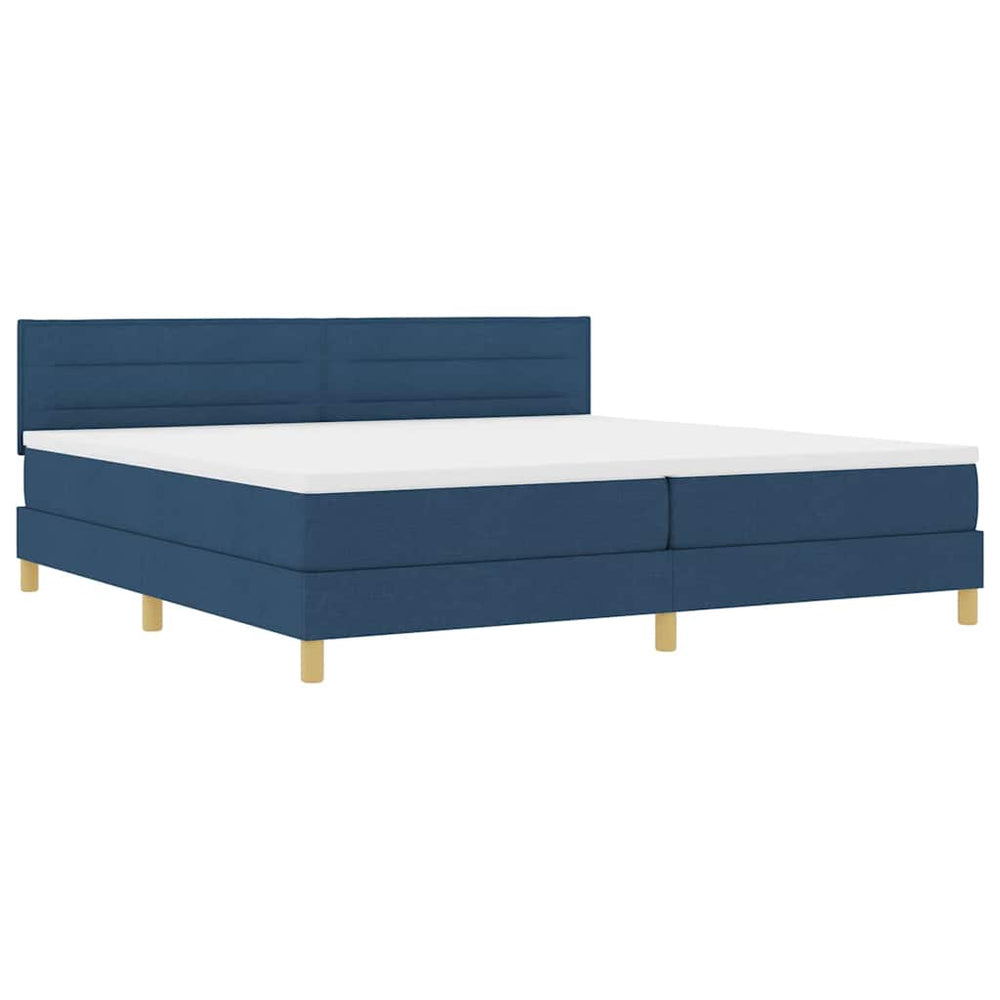 vidaXL LED Box Spring Bed with LED Strips Blue 200 x 200 cm Fabric