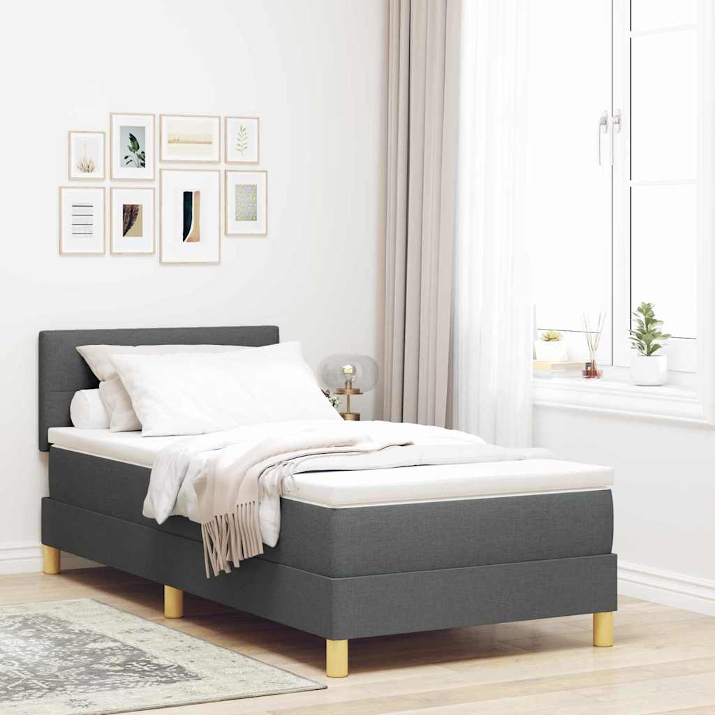 vidaXL LED Box Spring Bed with Headboard Dark Grey 80 x 200 cm Fabric