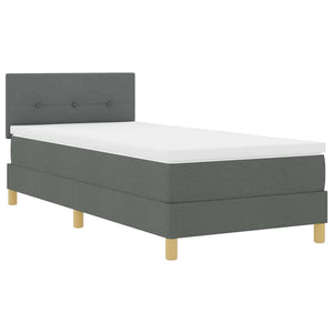 vidaXL LED Box Spring Bed with Headboard Dark Grey 80 x 200 cm Fabric