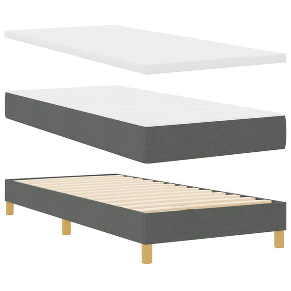 vidaXL LED Box Spring Bed with Headboard Dark Grey 80 x 200 cm Fabric