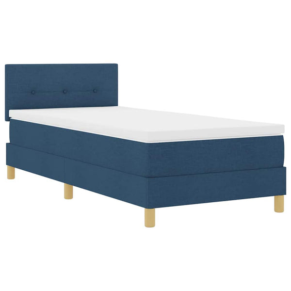 vidaXL LED Box Spring Bed with Pillows Blue 80 x 200 cm Fabric