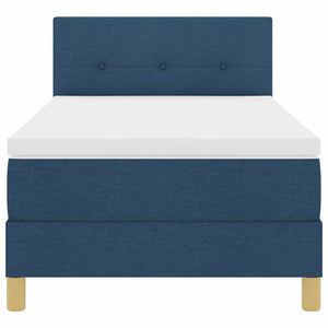 vidaXL LED Box Spring Bed with Pillows Blue 80 x 200 cm Fabric
