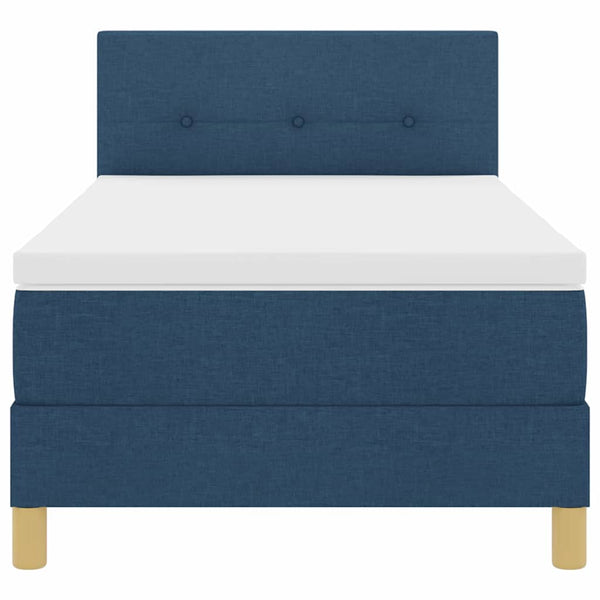vidaXL LED Box Spring Bed with Pillows Blue 80 x 200 cm Fabric