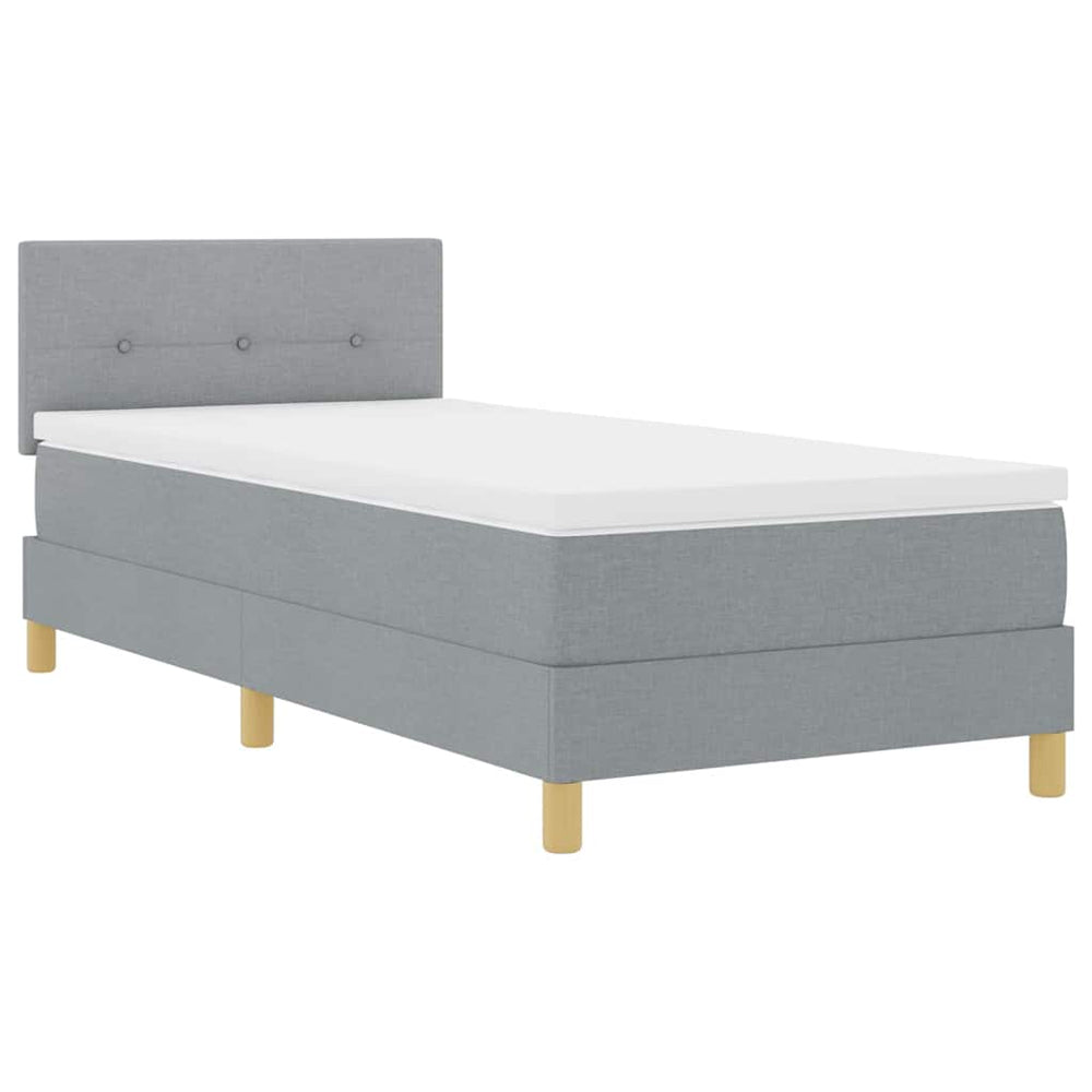 vidaXL LED Box Spring Bed with Headboard Light Gray 90 x 190 cm Fabric