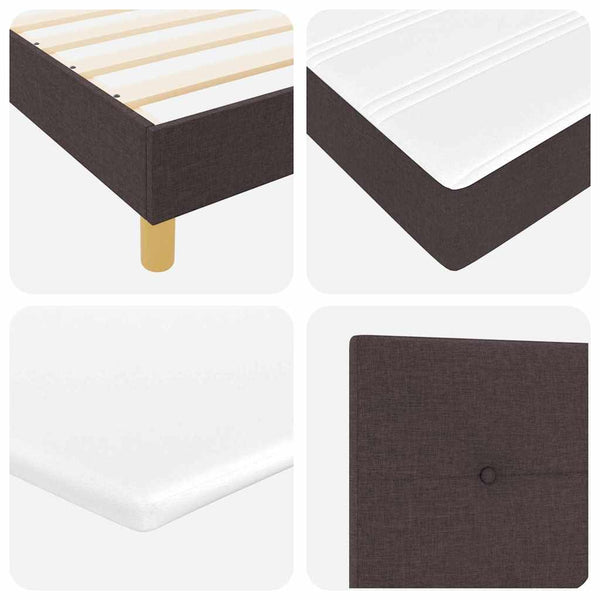 vidaXL LED Box Spring Bed with Pillows Dark Brown 90 x 200 cm Fabric