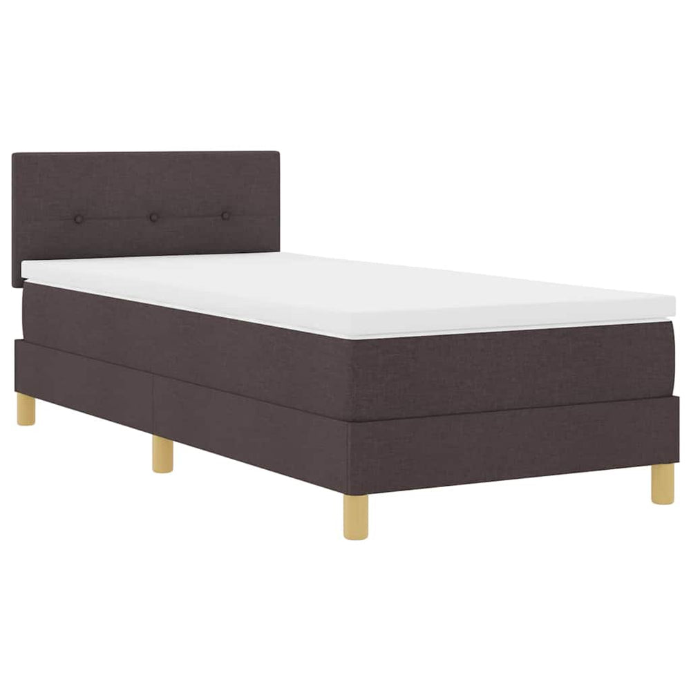 vidaXL LED Box Spring Bed with Pillows Dark Brown 90 x 200 cm Fabric