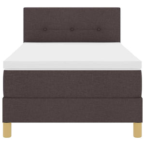 vidaXL LED Box Spring Bed with Pillows Dark Brown 90 x 200 cm Fabric