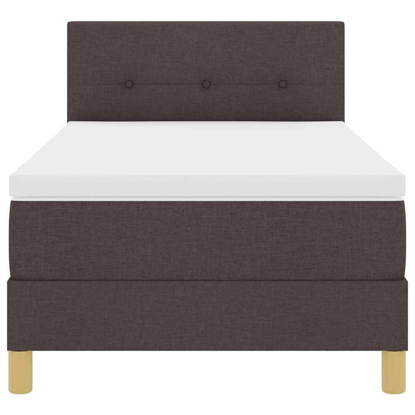 vidaXL LED Box Spring Bed with Pillows Dark Brown 90 x 200 cm Fabric